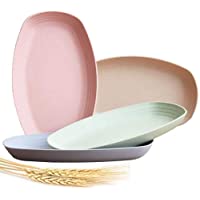 Shopwithgreen Platos ligeros de paja de trigo - Paquete de 4 platos de comida irrompibles de 11.8 - aptos para…